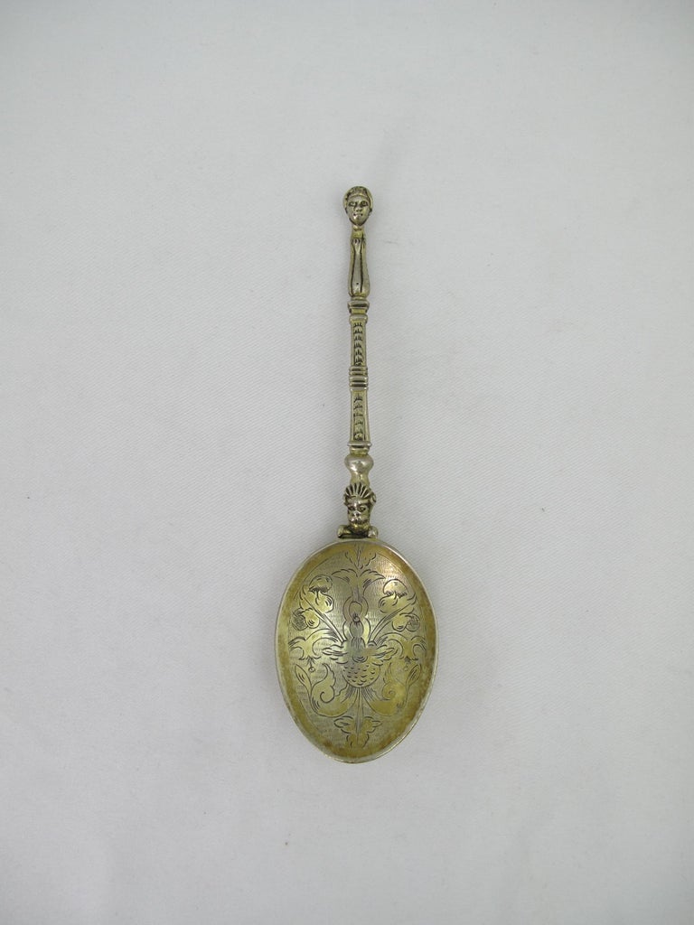 Gilt Sterling Silver Female Knop Spoon John Quick Quycke Barnstaple