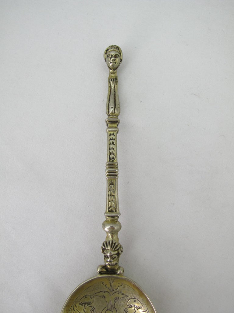 Gilt Sterling Silver Female Knop Spoon John Quick Quycke Barnstaple
