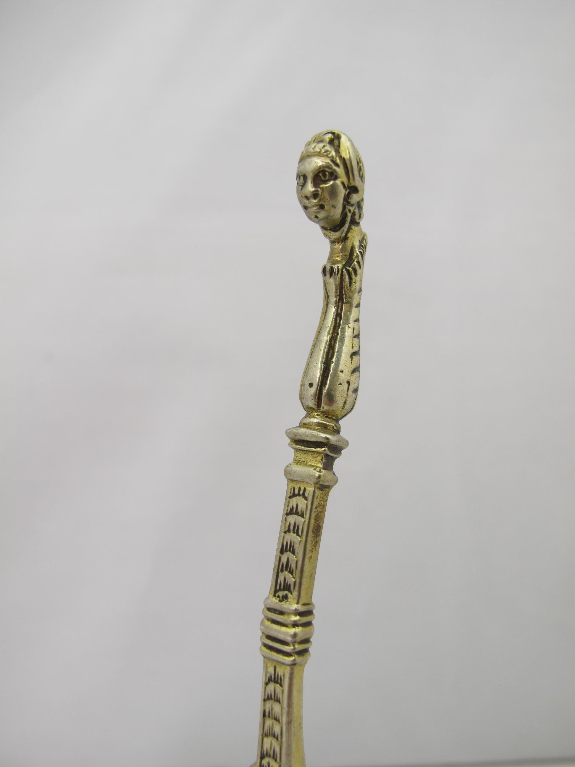 Gilt Sterling Silver Female Knop Spoon John Quick Quycke Barnstaple, circa 1610 In Good Condition For Sale In Portland, OR