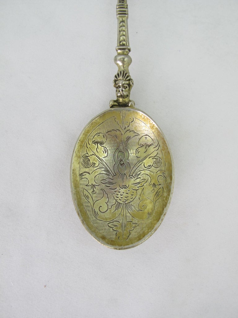 Gilt Sterling Silver Female Knop Spoon John Quick Quycke Barnstaple