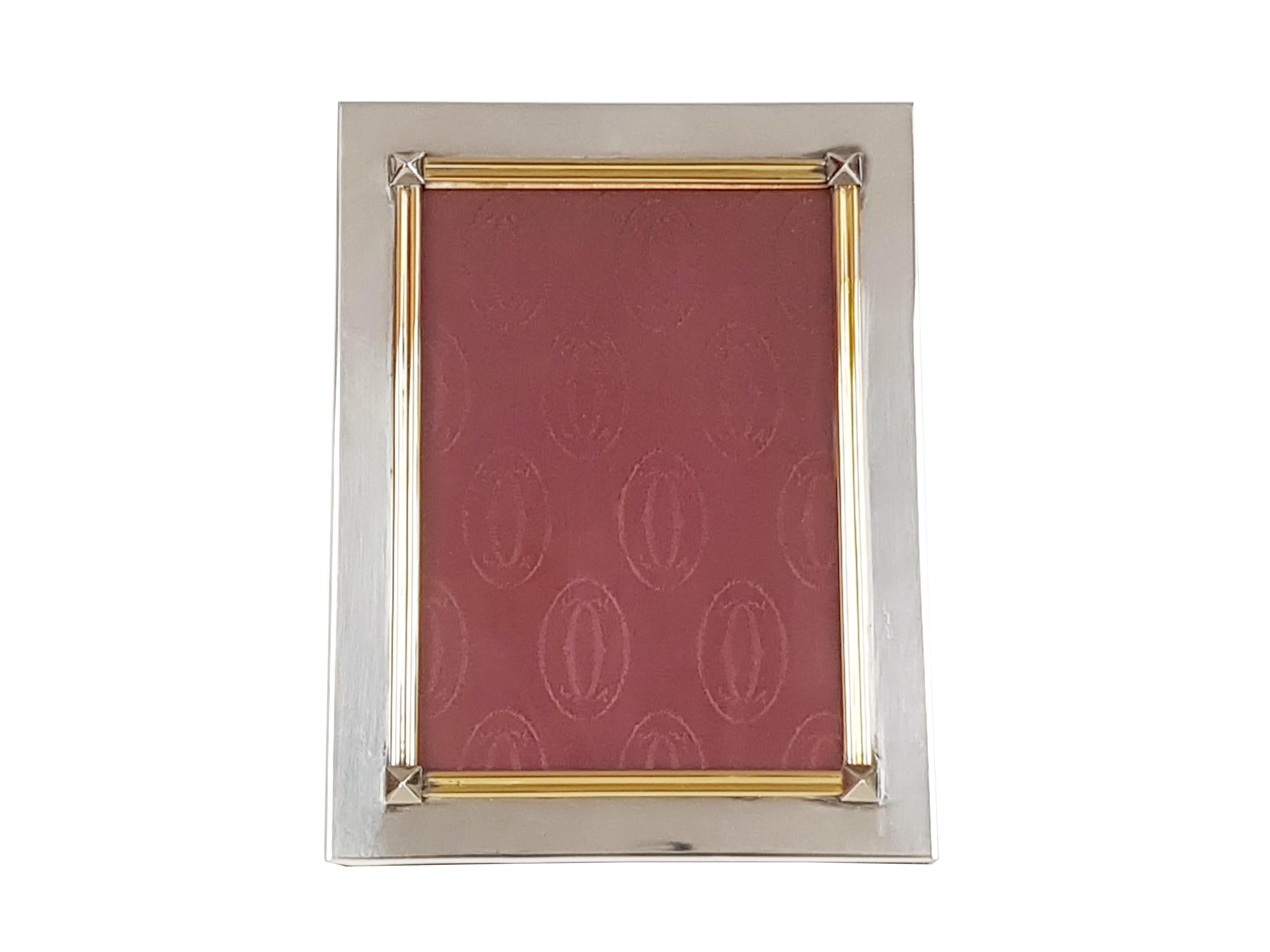 Spanish Gilt Sterling Silver & Leather 1980s Picture Frame by Cartier