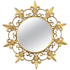 Specchio dorato a raggiera in scala ridotta, Fleur de Lys Design