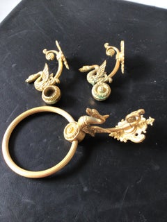 Gilt Swan Bathroom Towel Holder and Paper Holder