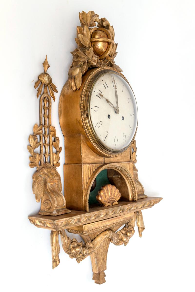 Gilt Swedish Cartel Wall Clock For Sale 4