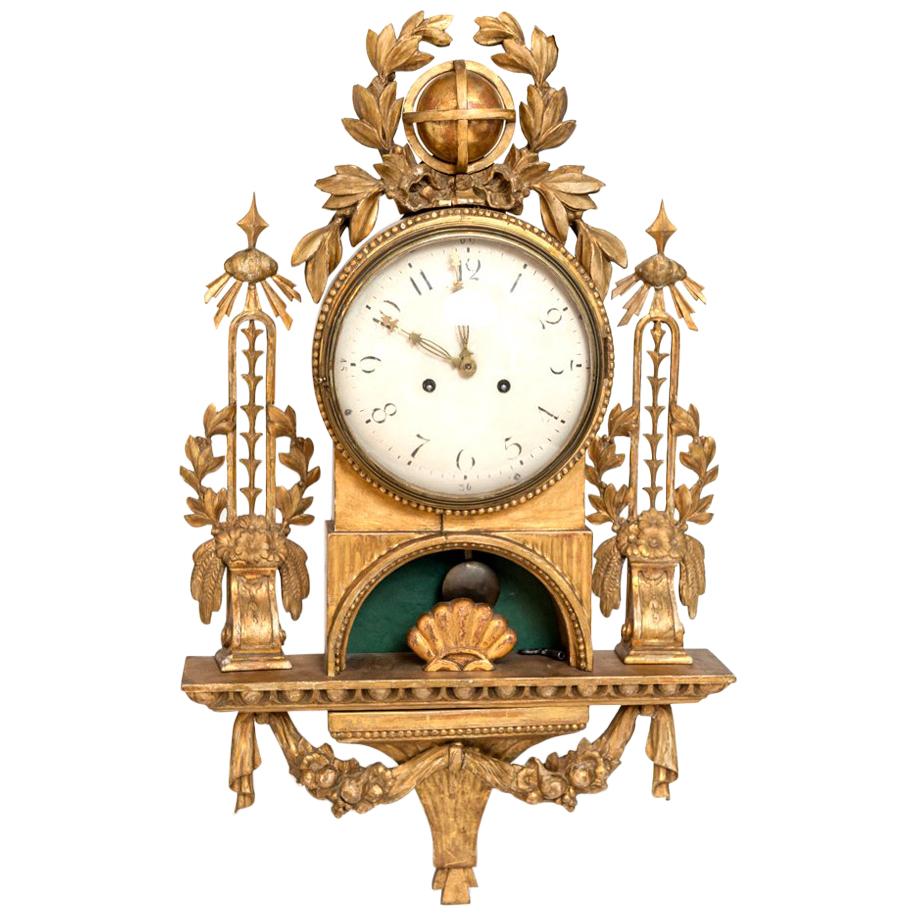 Gilt Swedish Cartel Wall Clock For Sale