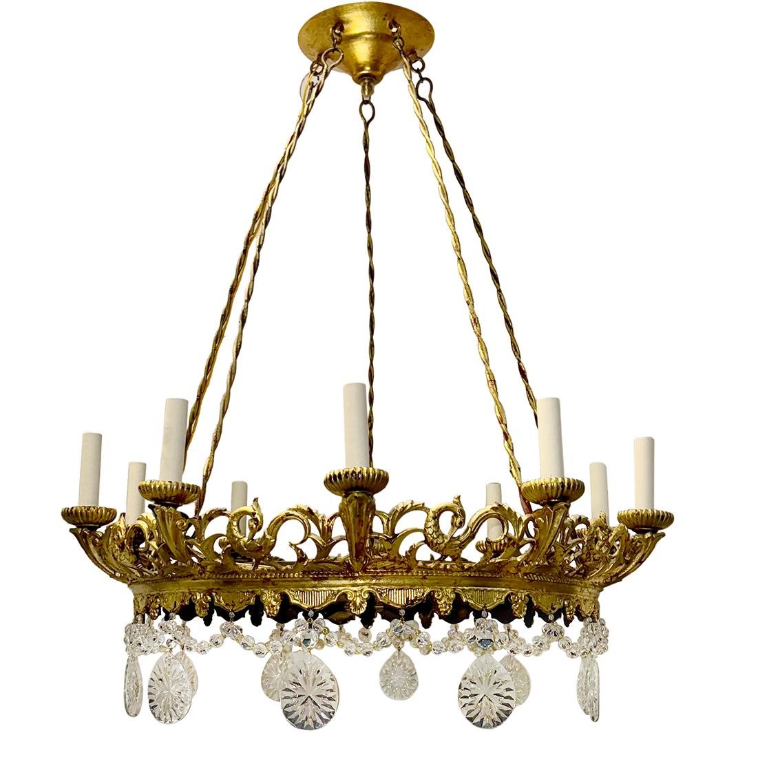 Araña sueca de los años 20 con colgantes de cristal y vidrio azul cobalto.

Medidas:
Diámetro: 31
Caída: 38