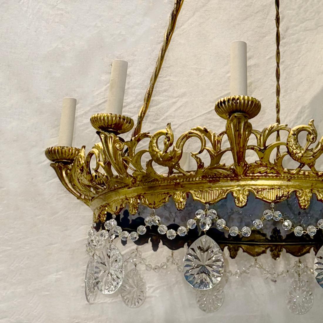 Araña sueca dorada con cristal azul Sueco en venta