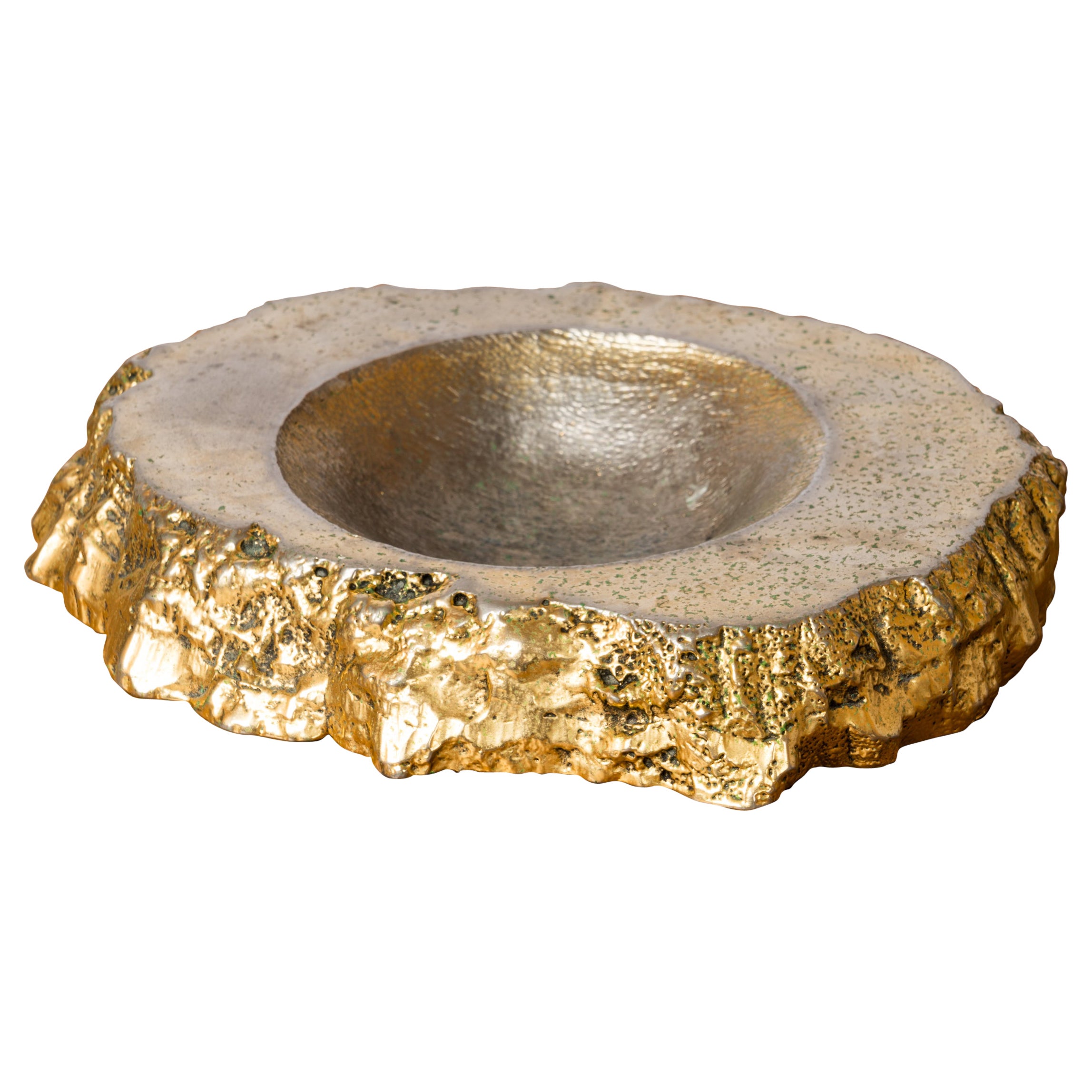 Vaso Vide Poche in alluminio fuso con texture dorata - Germania, anni '70 in vendita