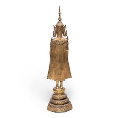 Gilt Thai Rattanakosin Standing Buddha, circa 1850