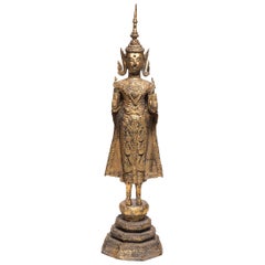 Gilt Thai Rattanakosin Standing Buddha, circa 1850