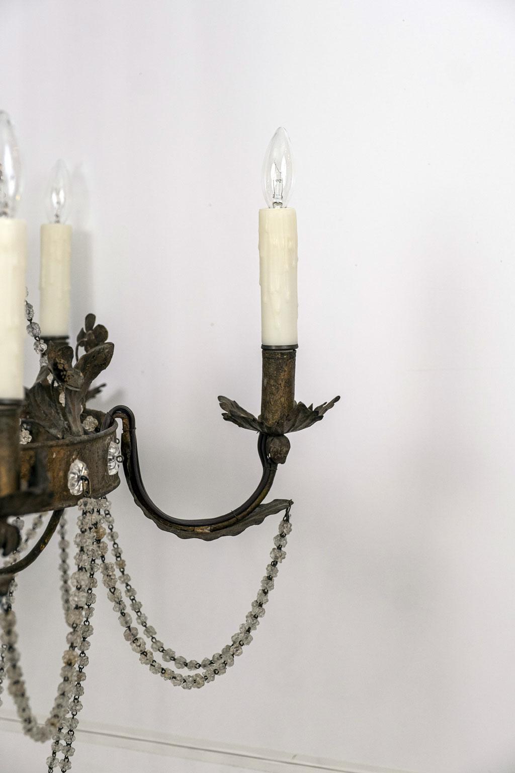 Gilt Tole and Glass French Empire Chandelier 2