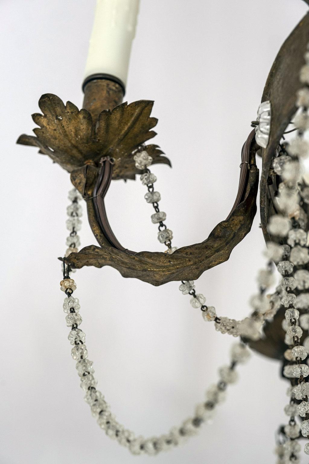 Gilt Tole and Glass French Empire Chandelier 3