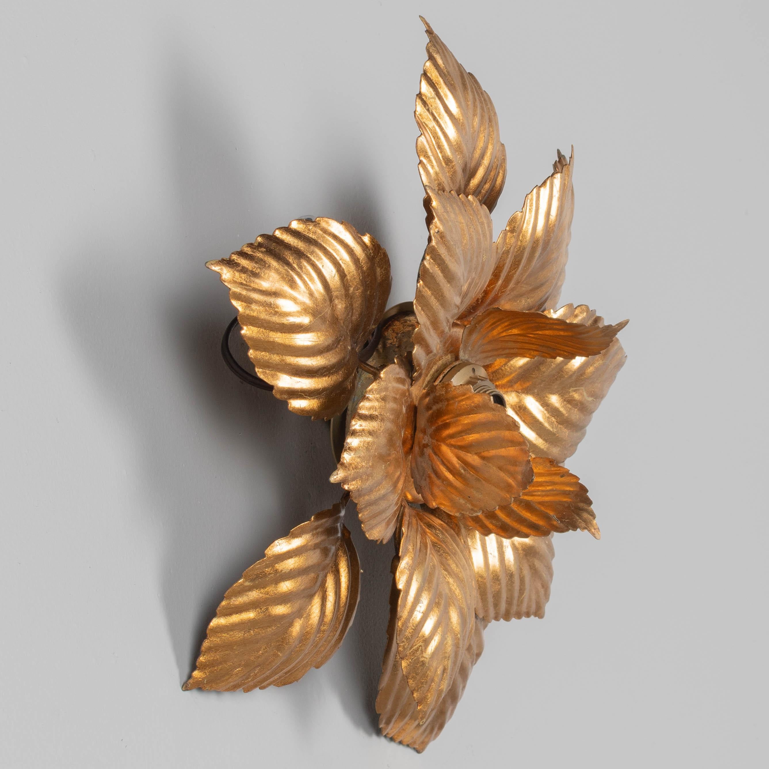 Mid-Century Modern Gilt Tôle Ceiling Light or Wall Sconce For Sale