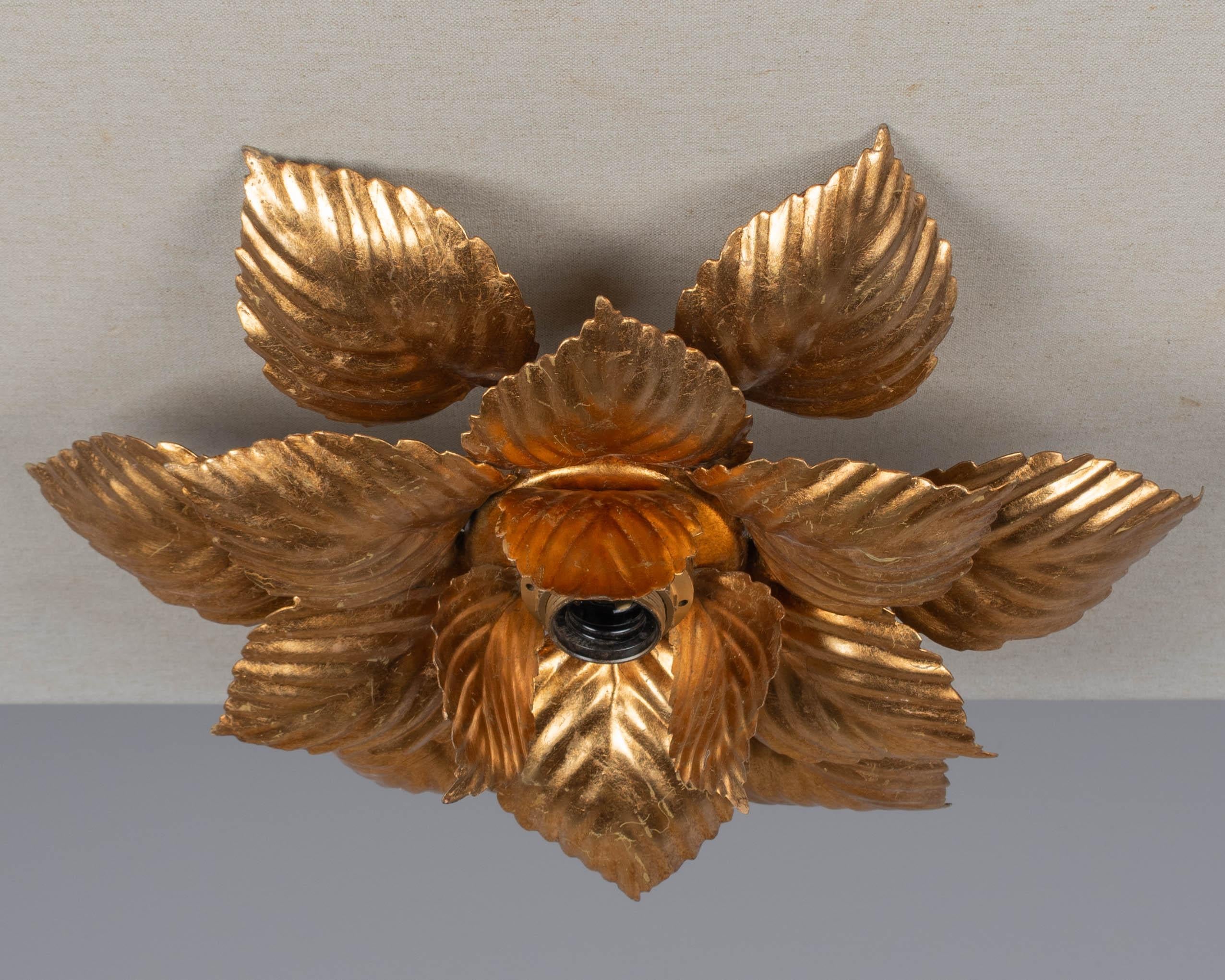 Italian Gilt Tôle Ceiling Light or Wall Sconce For Sale