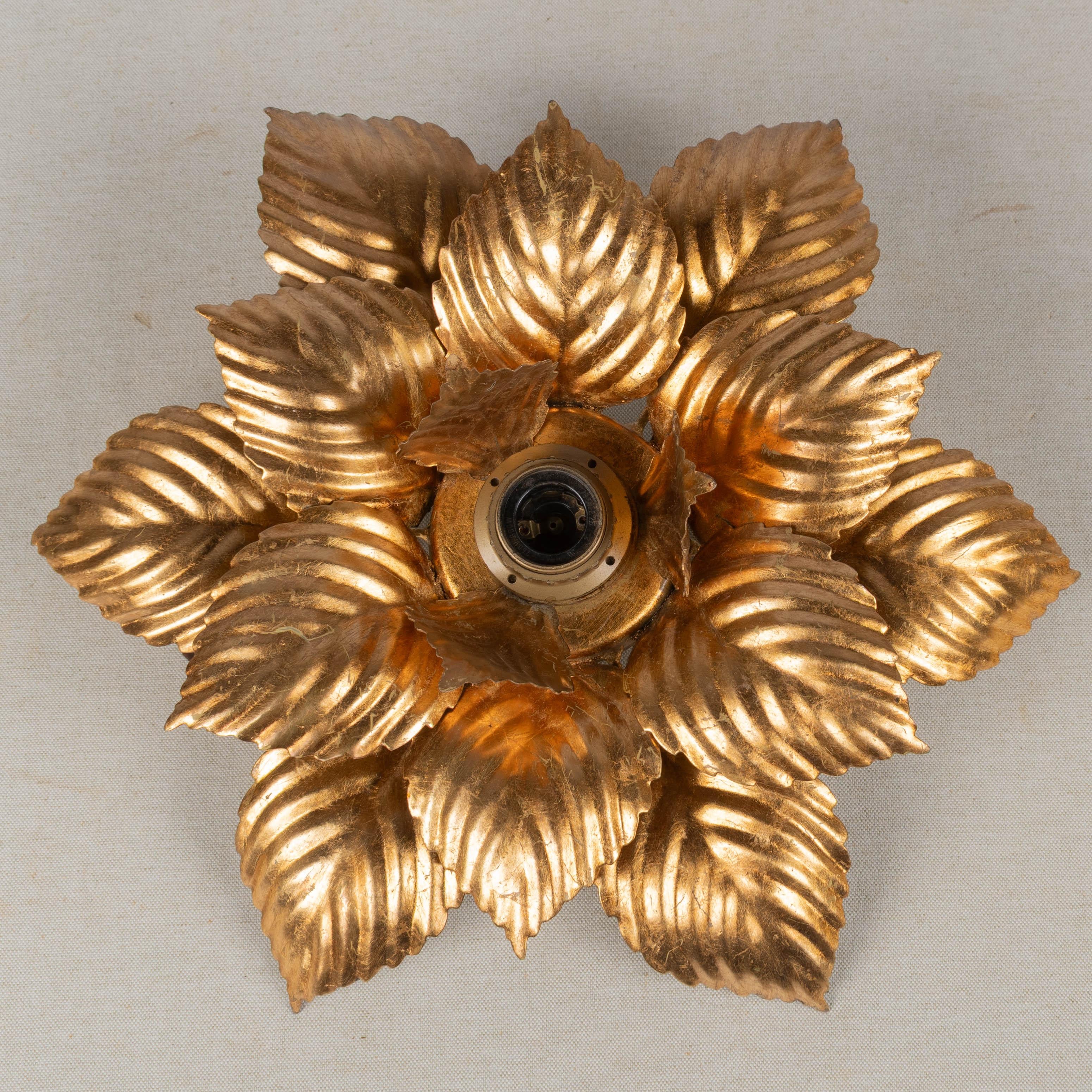 20th Century Gilt Tôle Ceiling Light or Wall Sconce For Sale