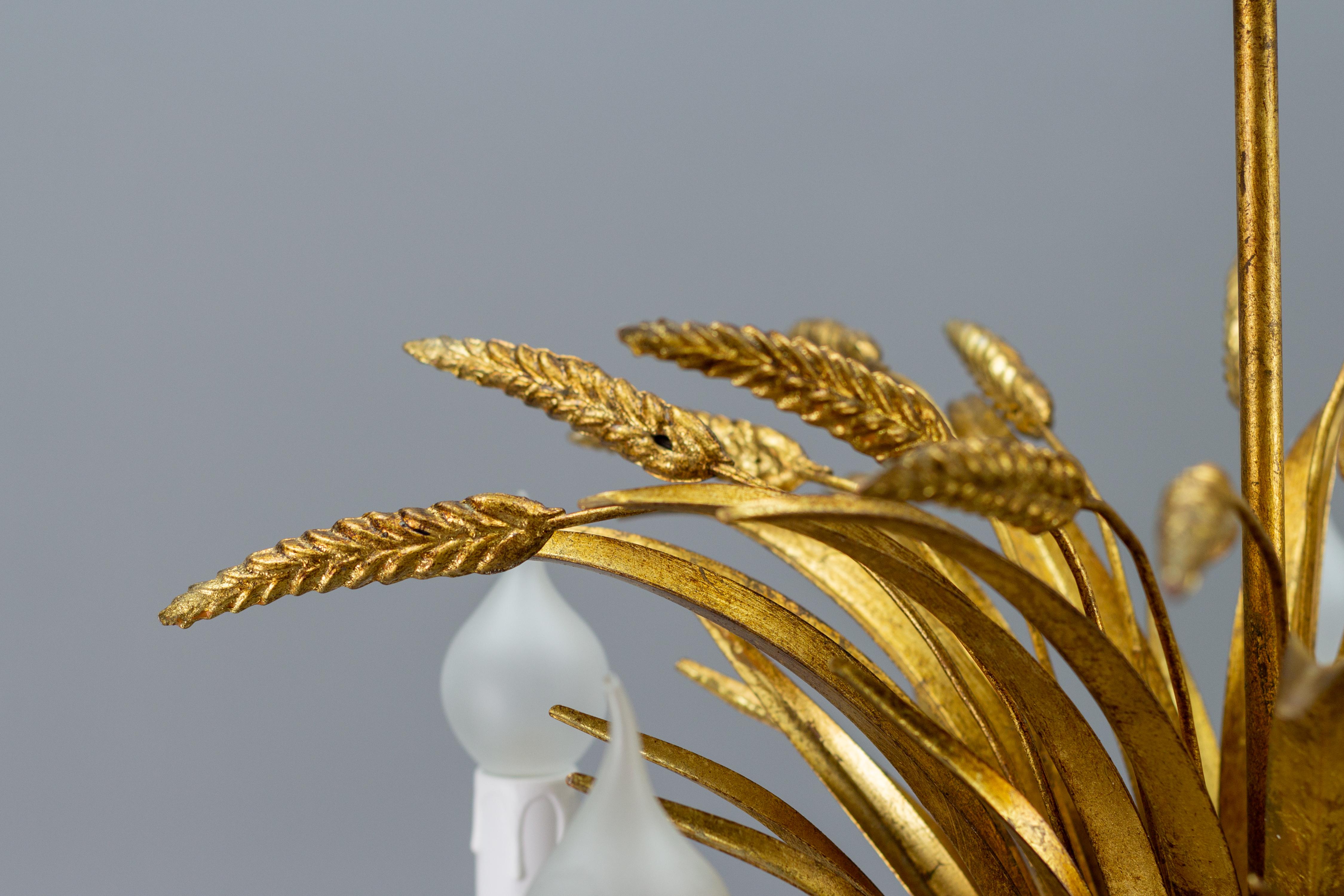 Gilt Tole Five-Light Chandelier Wheat Sheaf by Hans Kögl, Germany, 1970s 1