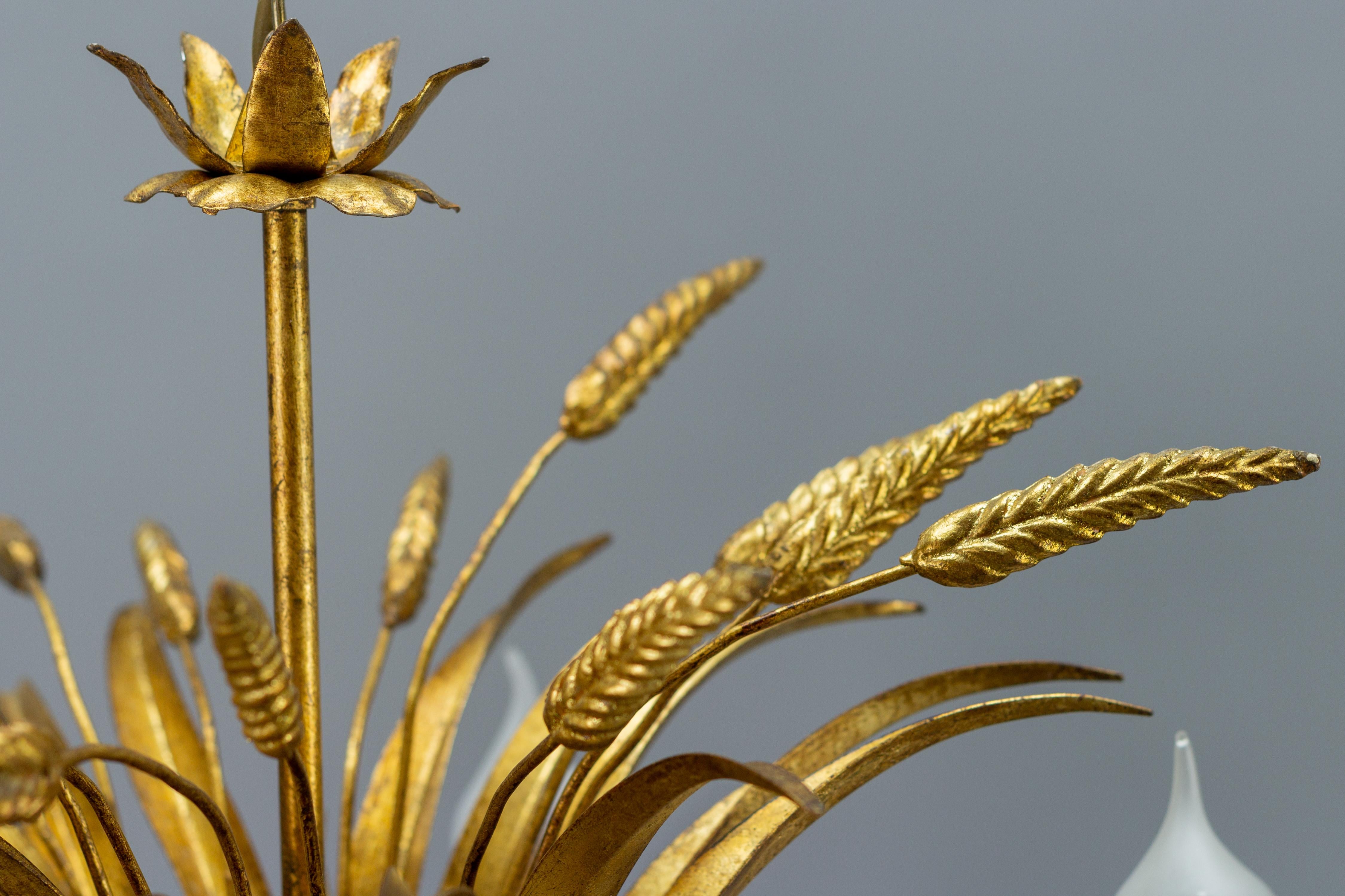 Gilt Tole Five-Light Chandelier Wheat Sheaf by Hans Kögl, Germany, 1970s 3