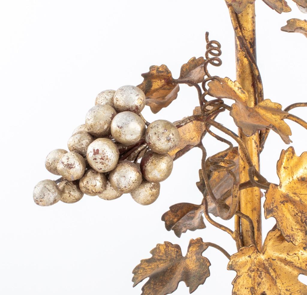 20th Century Gilt Tole Grape Vines in Stoneware Urns, Pair