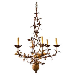 Gilt Tole Leaf Chandelier