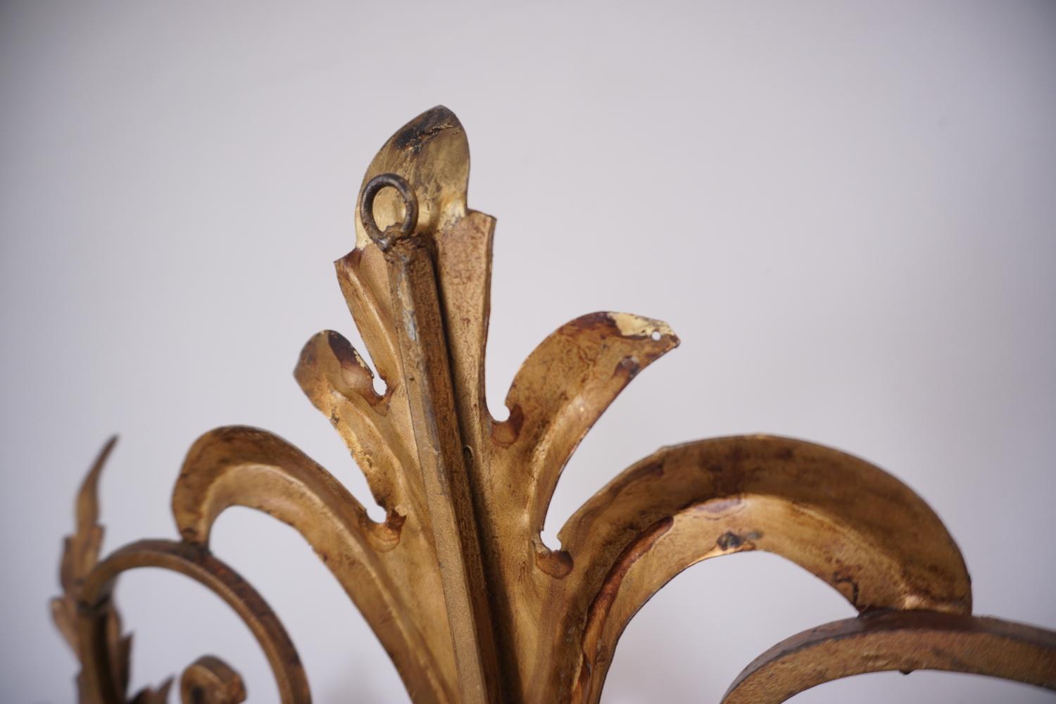 Gilt Tone Sconce, Large 120cm and 6 Lights with Crystals, circa 1950s, Italian For Sale 5