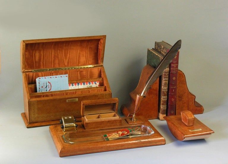 Gilt Tooled Leather Desk Accessories Italian or French, 20th Century at 1stDibs vintage desk