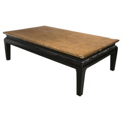 Gilt Top Coffee Cocktail Table Rough Hewn Wood Unique