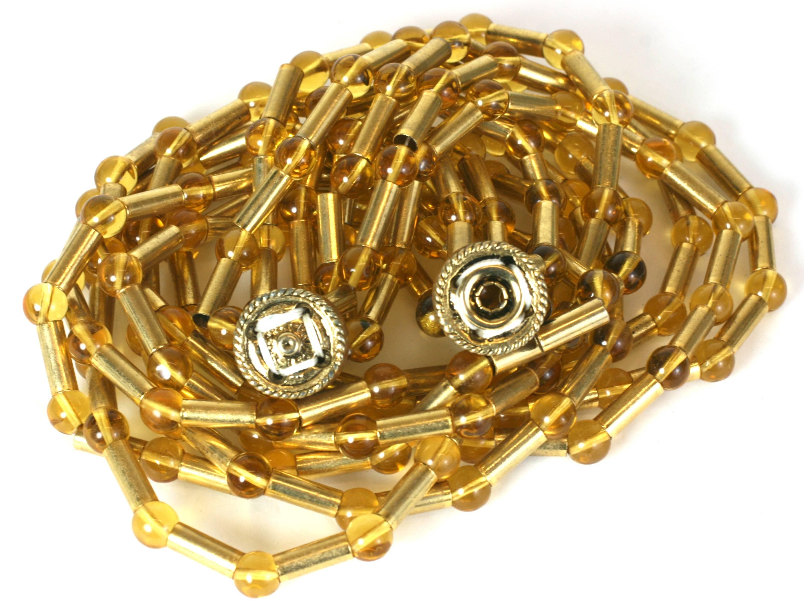 Collana con tubo dorato e perline citrine In condizioni ottime in vendita a New York, NY
