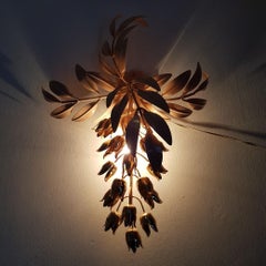 Gilt Wall Lamp with Wisteria Flowers by Hans Kögl for Unknown, 1970s