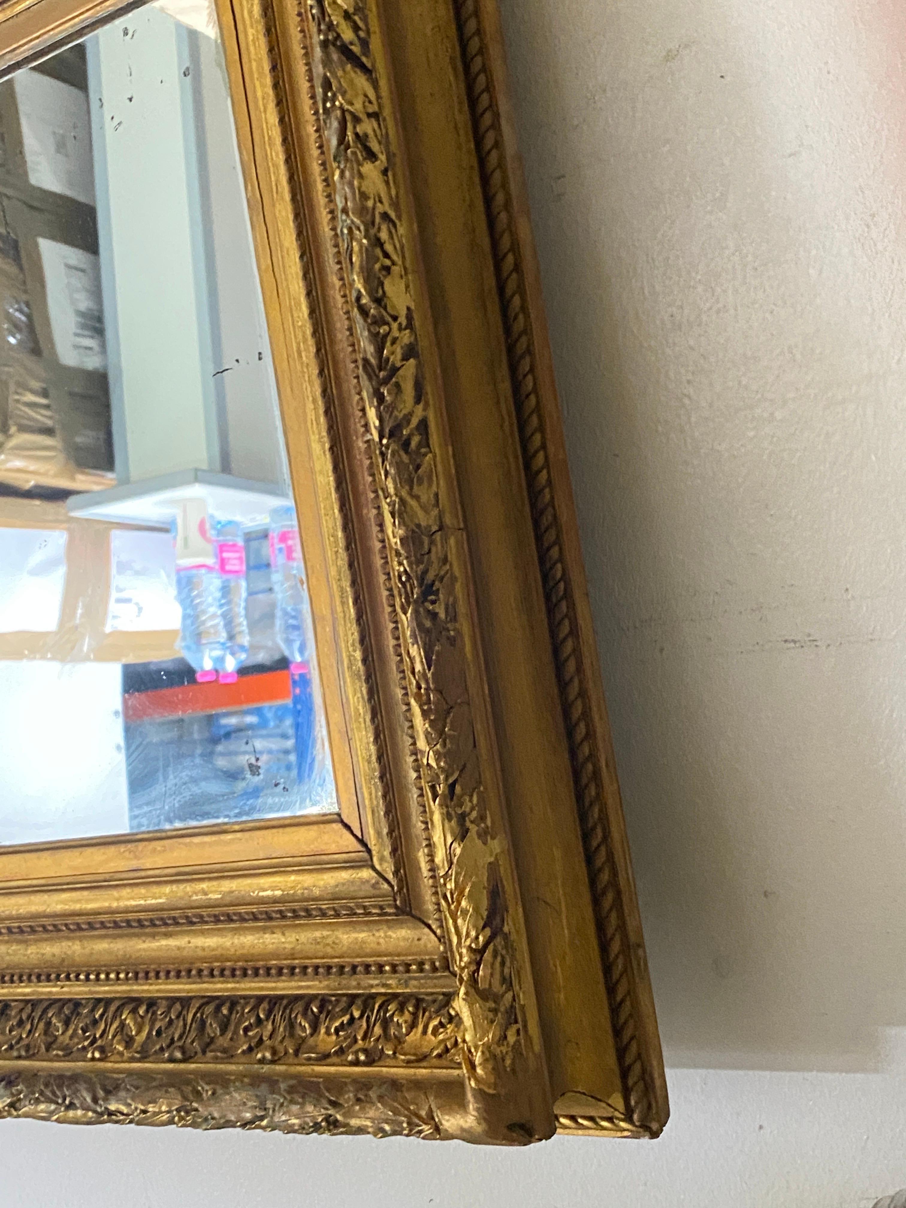 Gilt Wall Mirror in Wood Old Patina France 19th Century 7