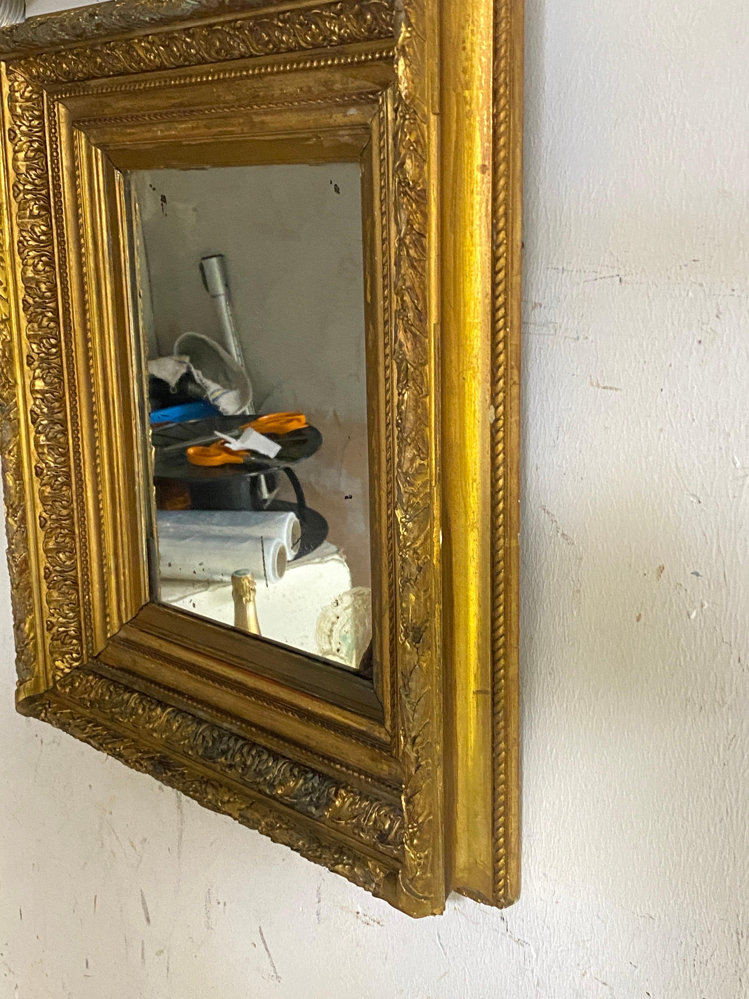 Gilt Wall Mirror in Wood Old Patina France 19th Century For Sale 8