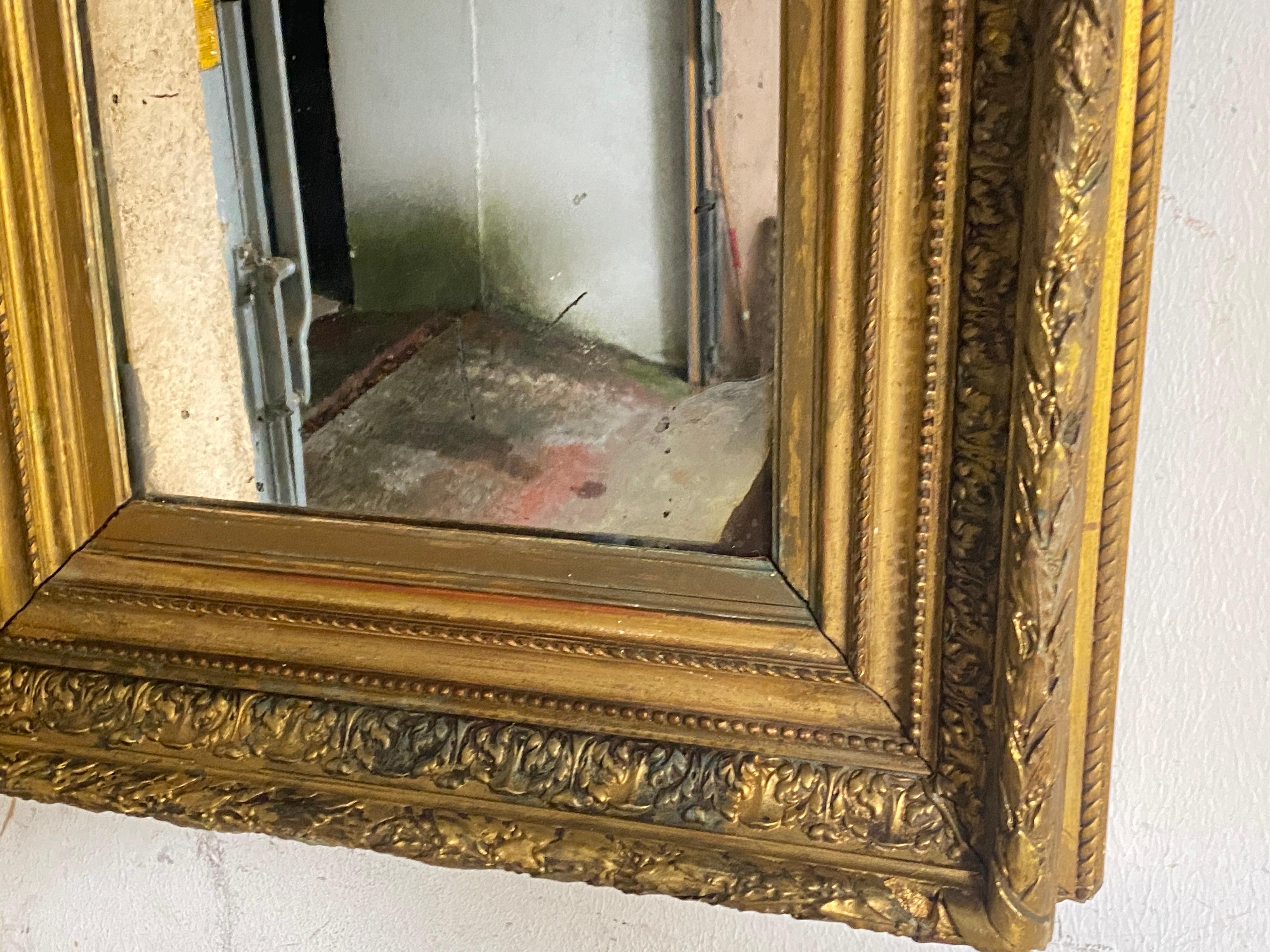 Gilt Wall Mirror in Wood Old Patina France 19th Century For Sale 9