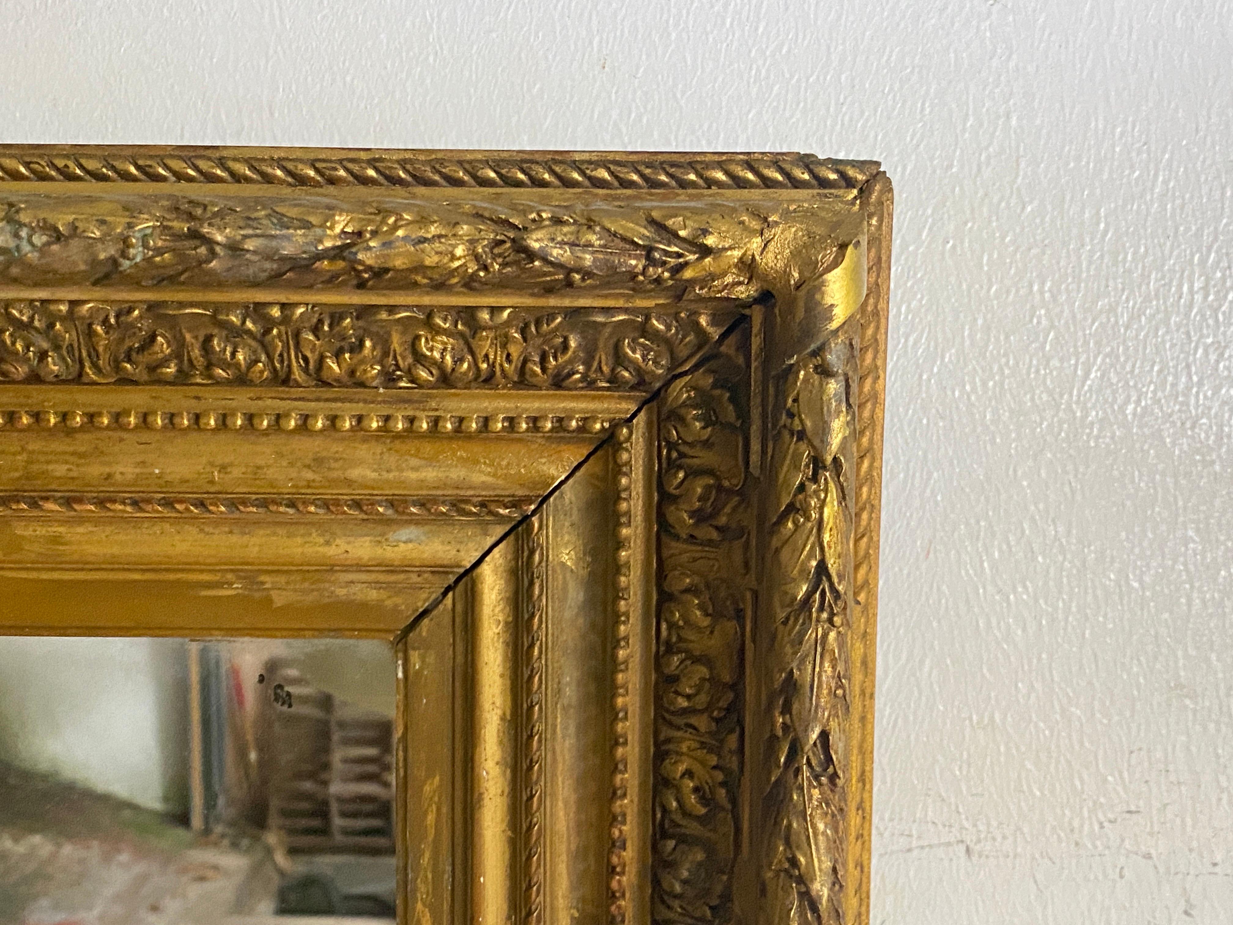 Gilt Wall Mirror in Wood Old Patina France 19th Century For Sale 11