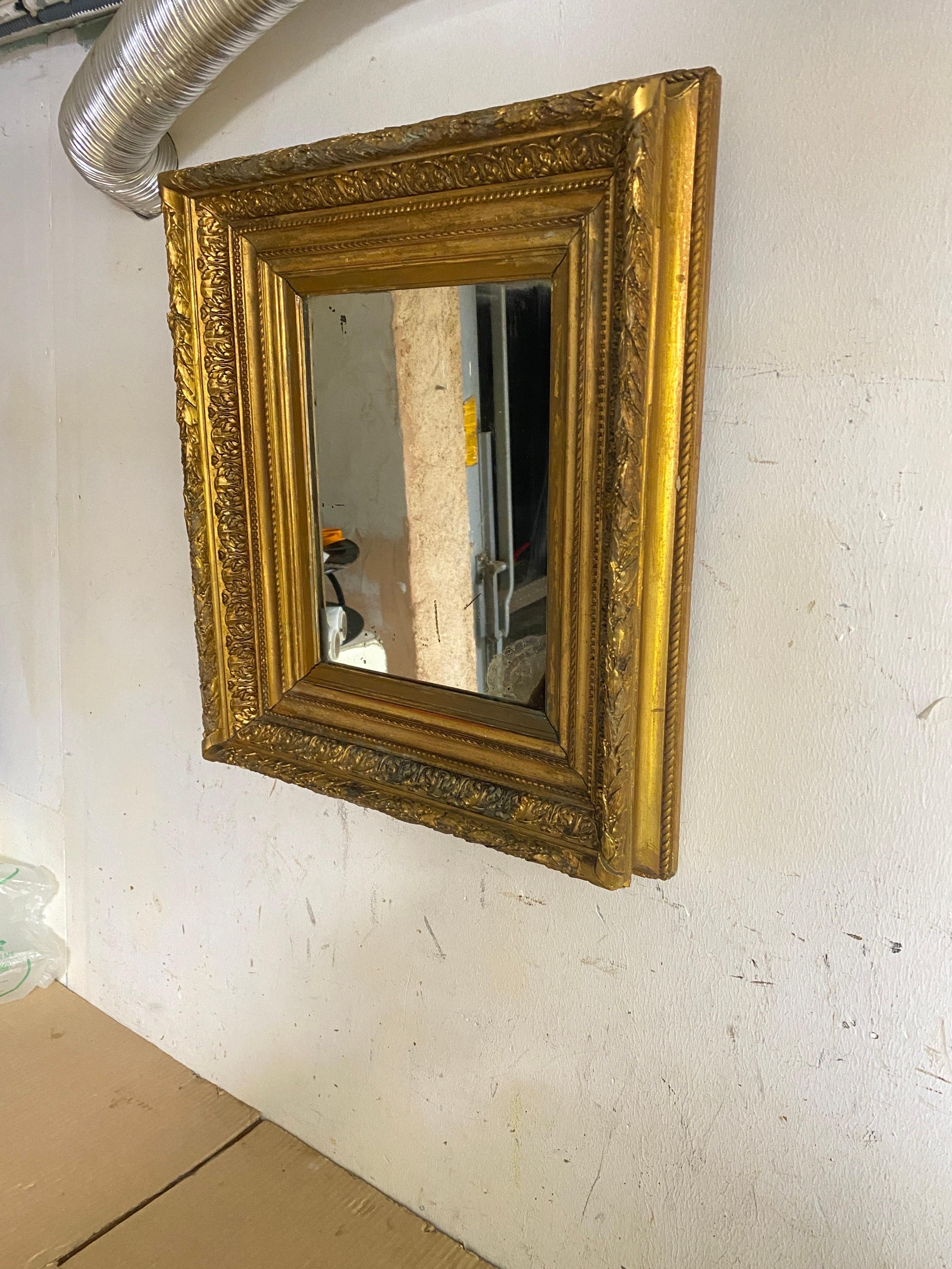 Gilt Wall Mirror in Wood Old Patina France 19th Century For Sale 13