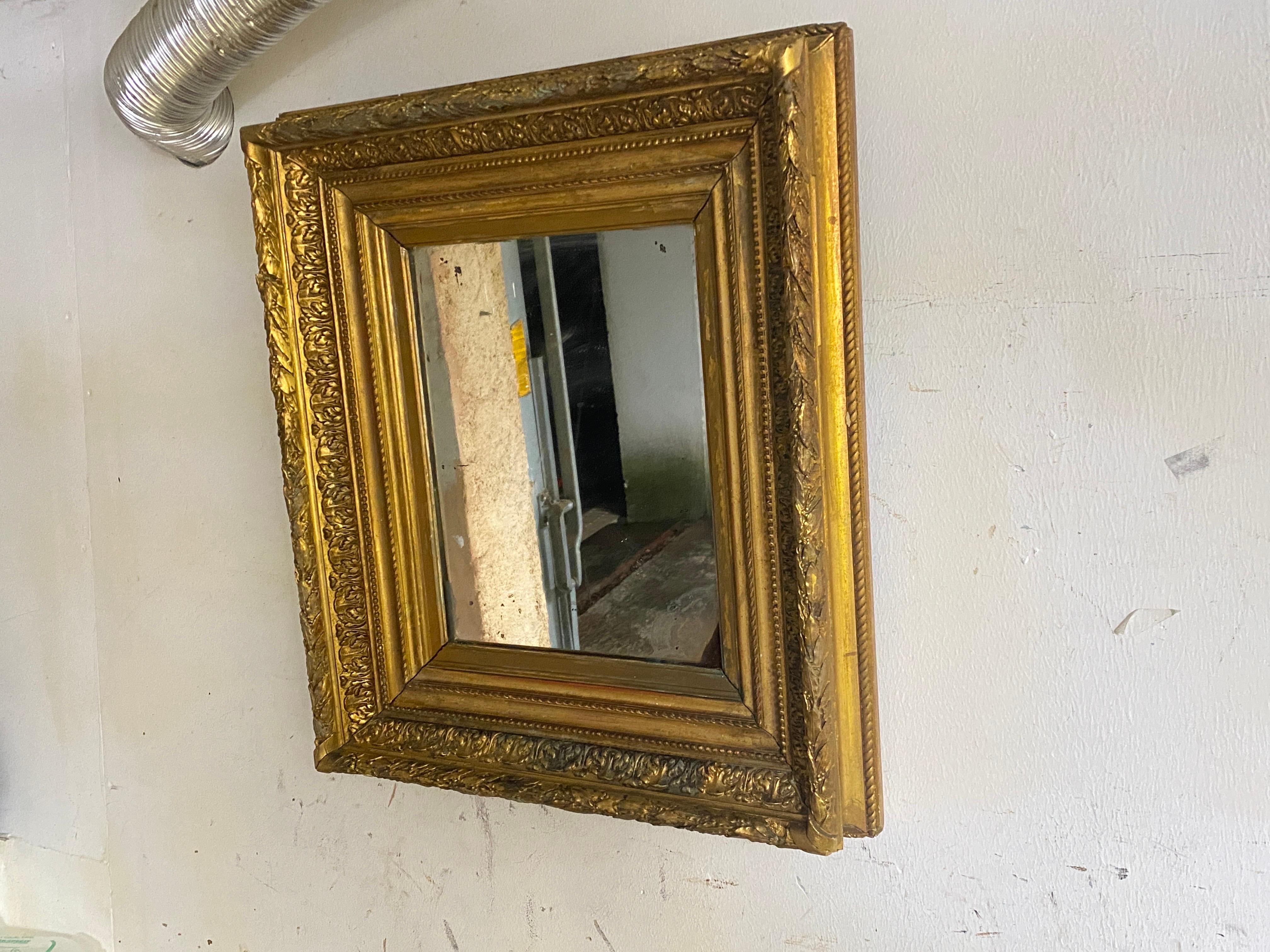 Gilt Wall Mirror in Wood Old Patina France 19th Century For Sale 14