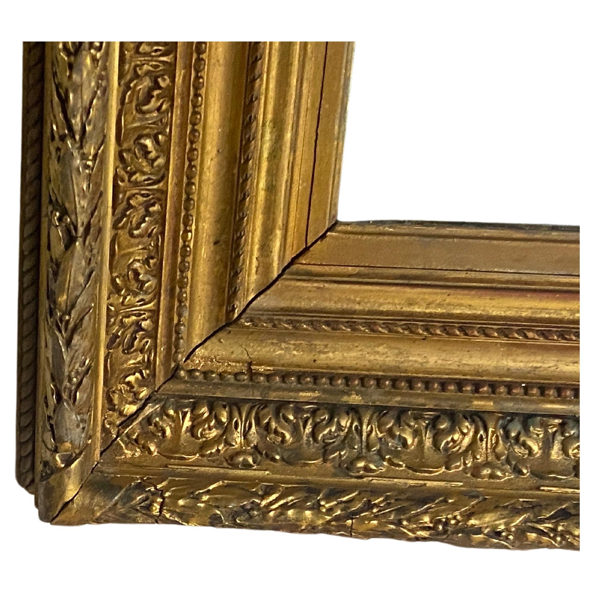 French Gilt Wall Mirror in Wood Old Patina France 19th Century For Sale