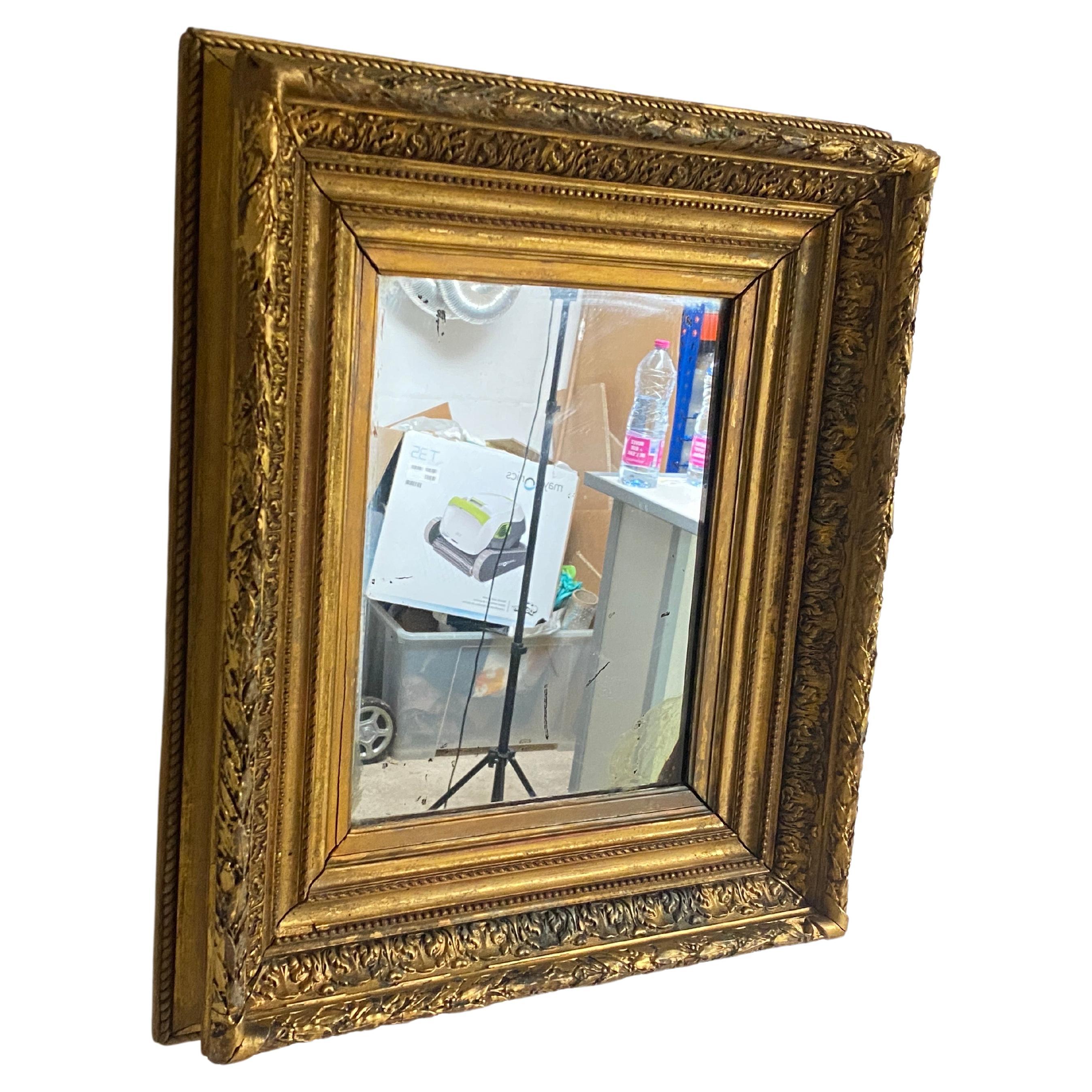 Gilt Wall Mirror in Wood Old Patina France 19th Century For Sale 1