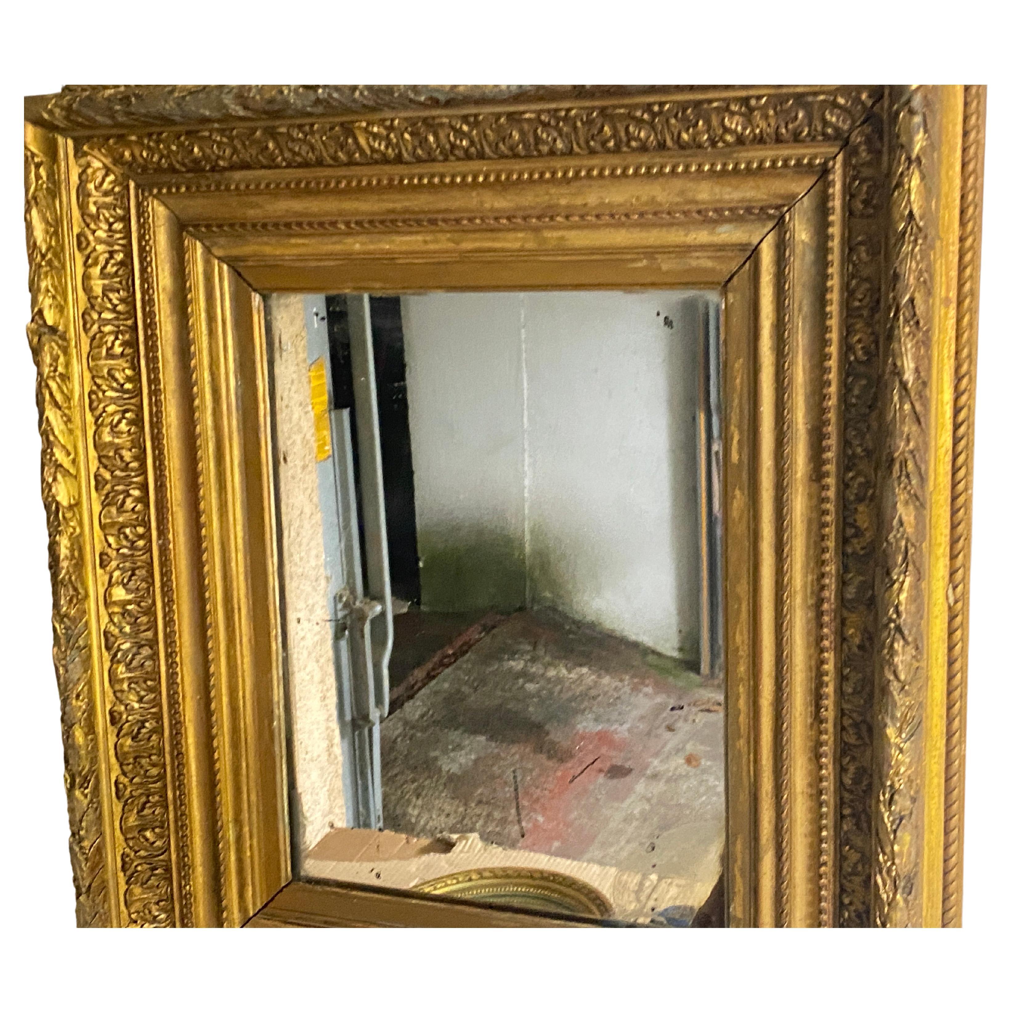 Gilt Wall Mirror in Wood Old Patina France 19th Century For Sale 2