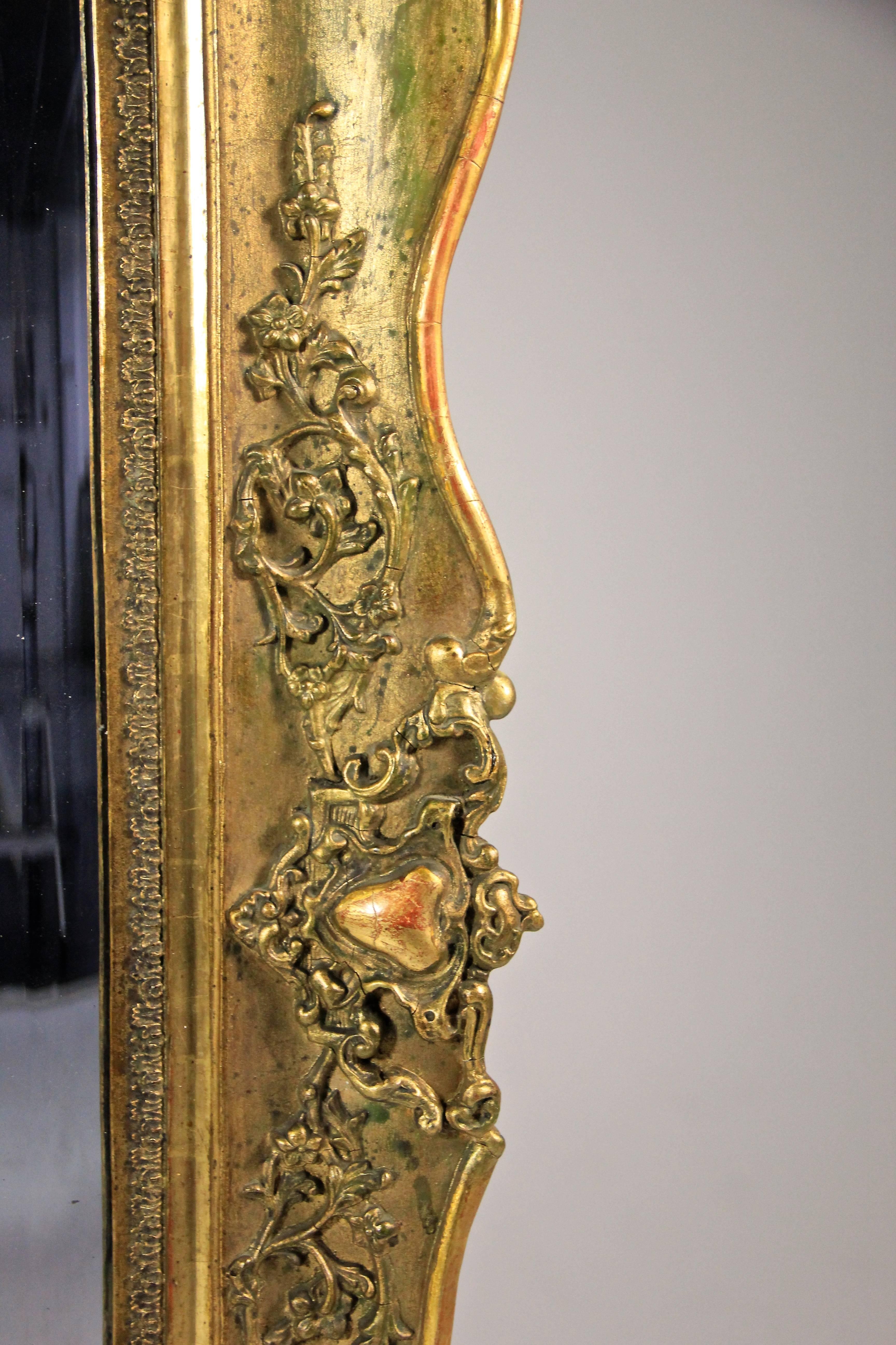 19th Century Gilt Wall Mirror with Stucco Works Biedermeier Period, Austria, circa 1830 For Sale