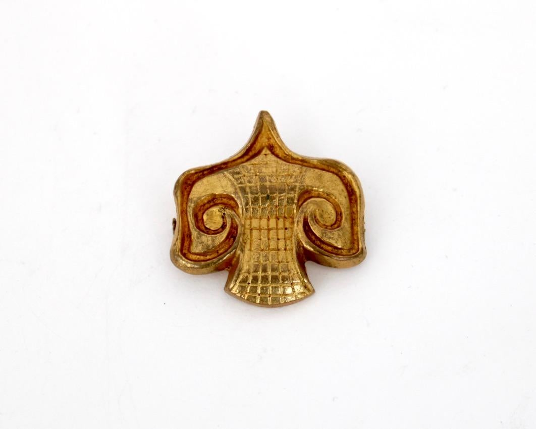 Mid-Century Modern Gilt Washed Bronze Brooch Attributed to Line Vautrin Unsigned  For Sale