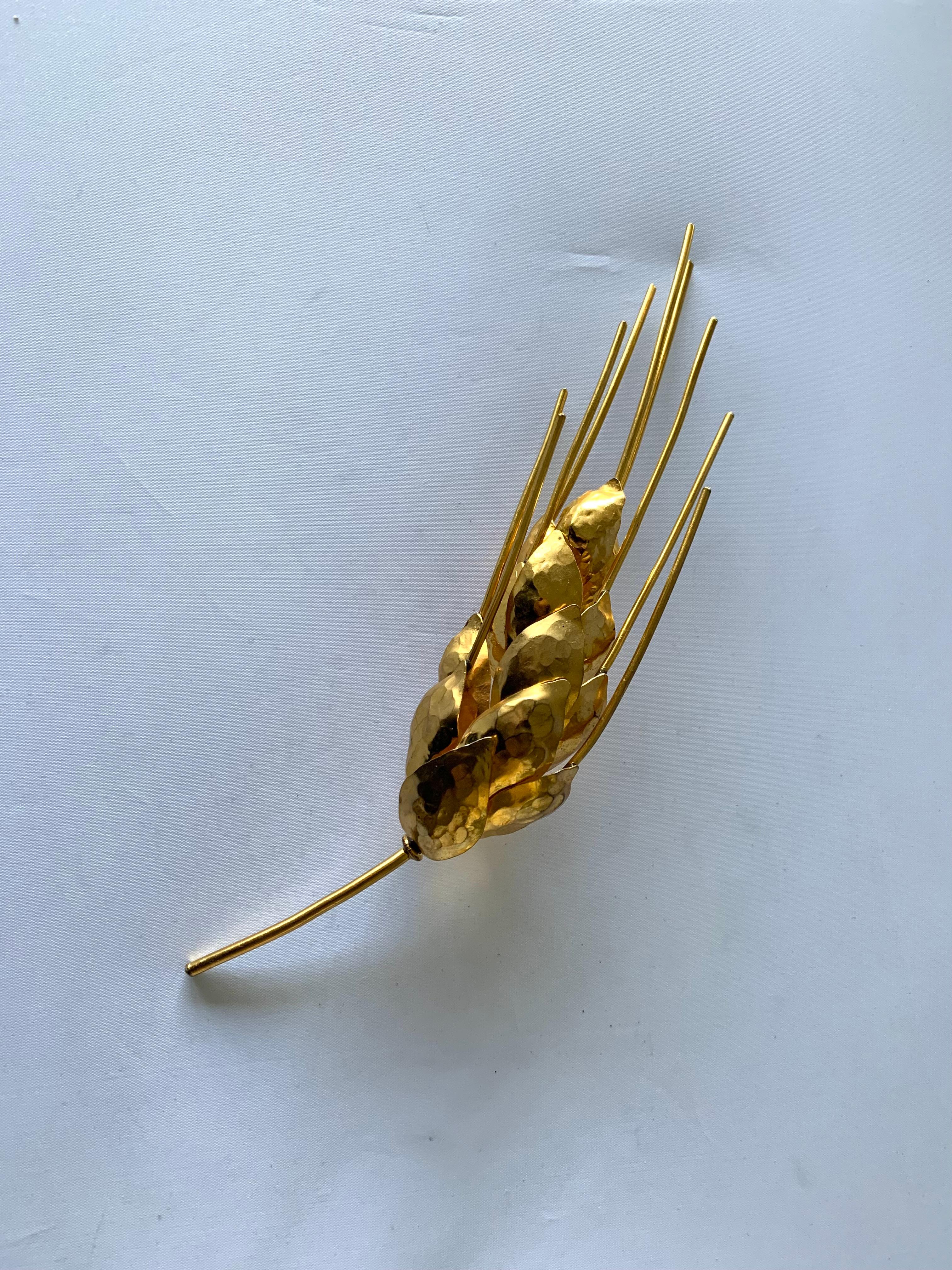 Gilt Wheat Brooch by Herve Van Der Straeten  In Excellent Condition For Sale In Palm Springs, CA
