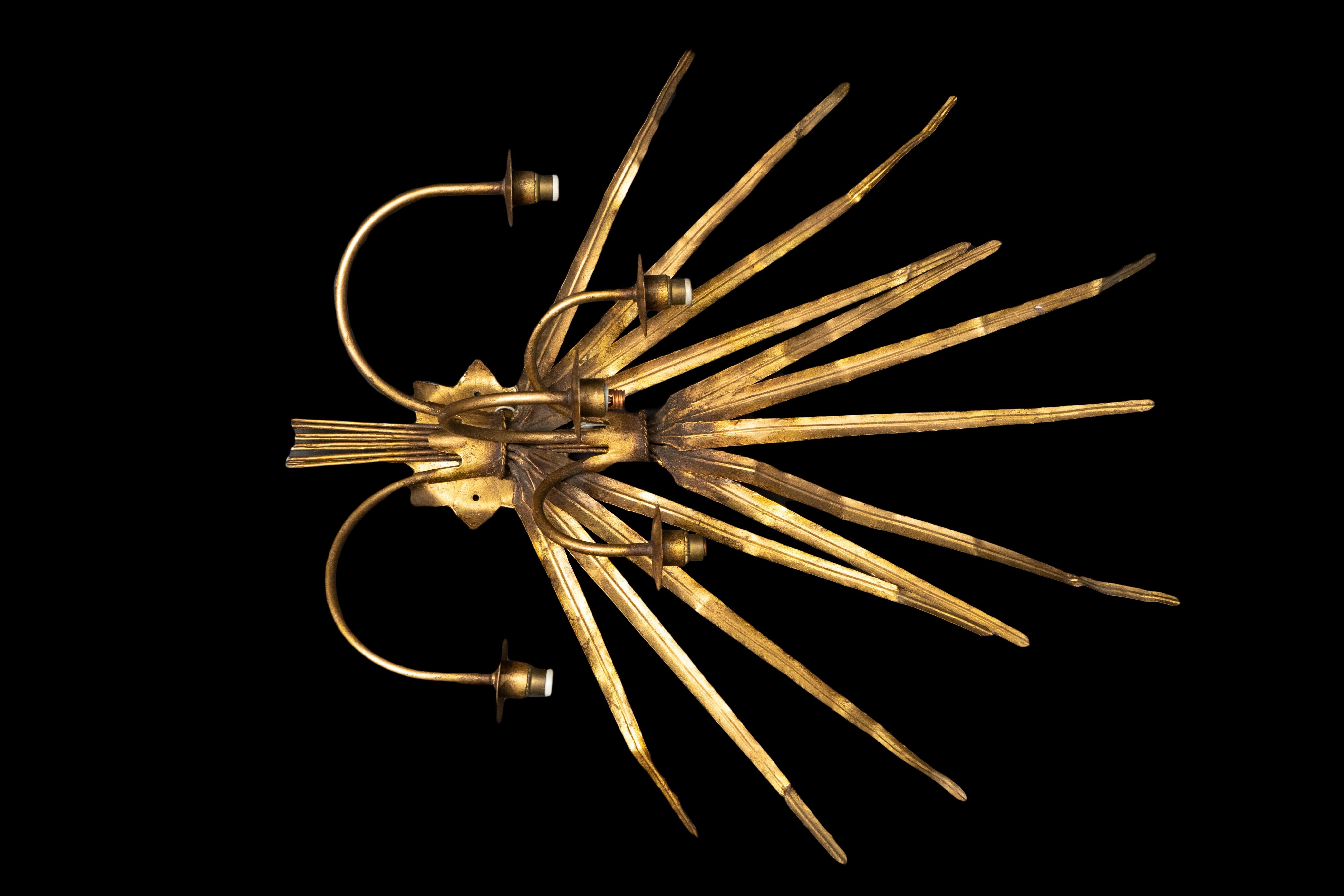 Pair of gilt wheat wall sconce:

Each measures: 26