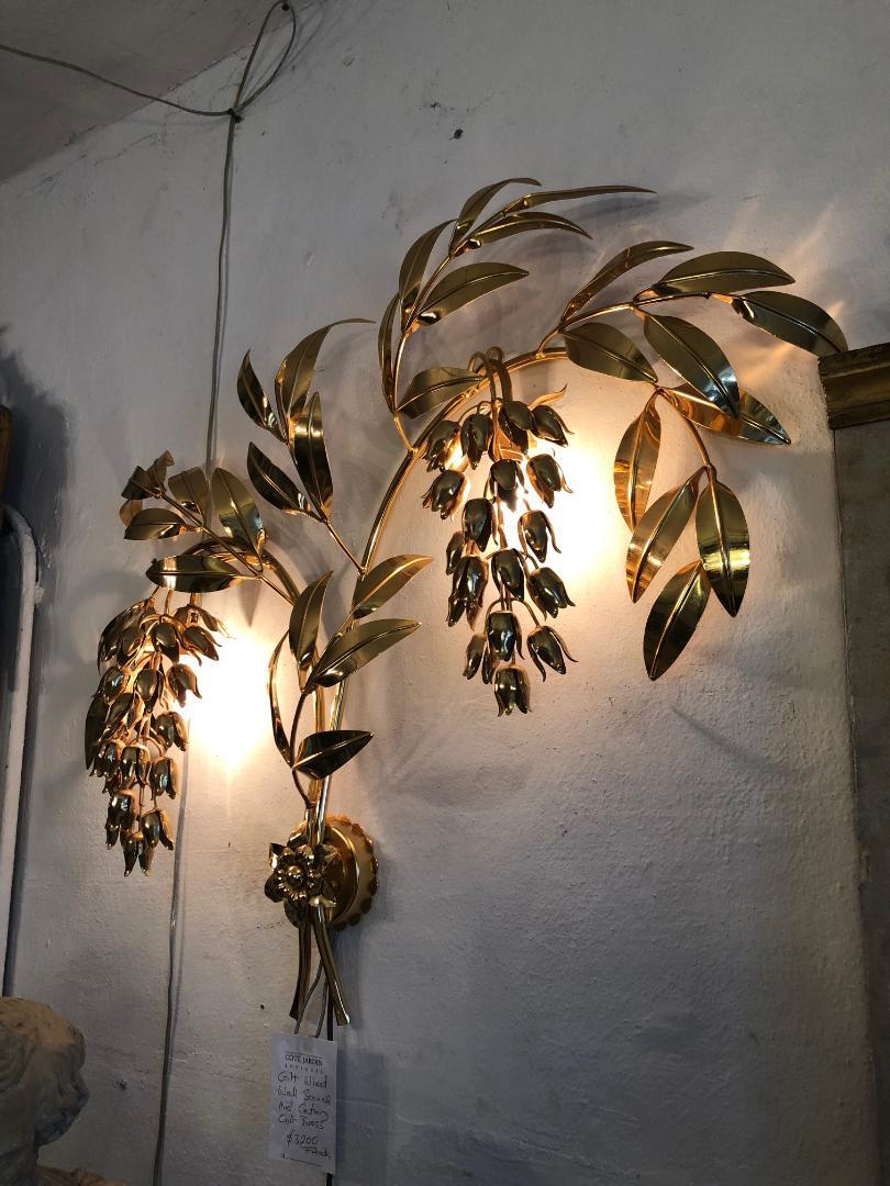 Brass Gilt Wheat Wall Sconce For Sale