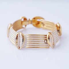 Vergoldetes und weiß emailliertes Muschel-Gliederarmband von Frederick Mosell, 1960er Jahre