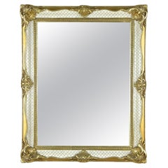 Gilt/ White Venetian Rococo Style Wall Mirror, Mid Century - IT ca. 1950