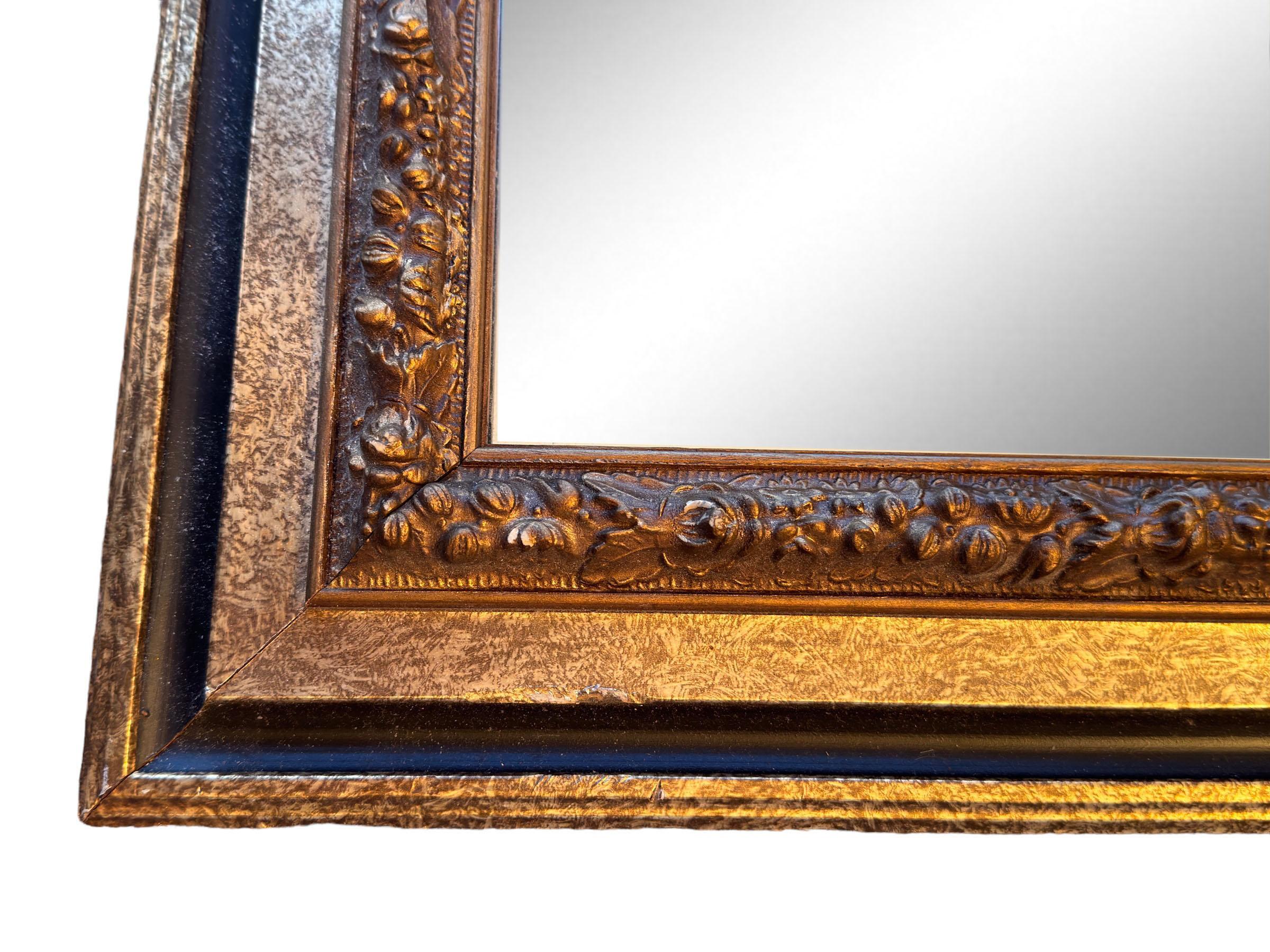 Late 20th Century Gilt With Black Over Mantle Wall Mirror