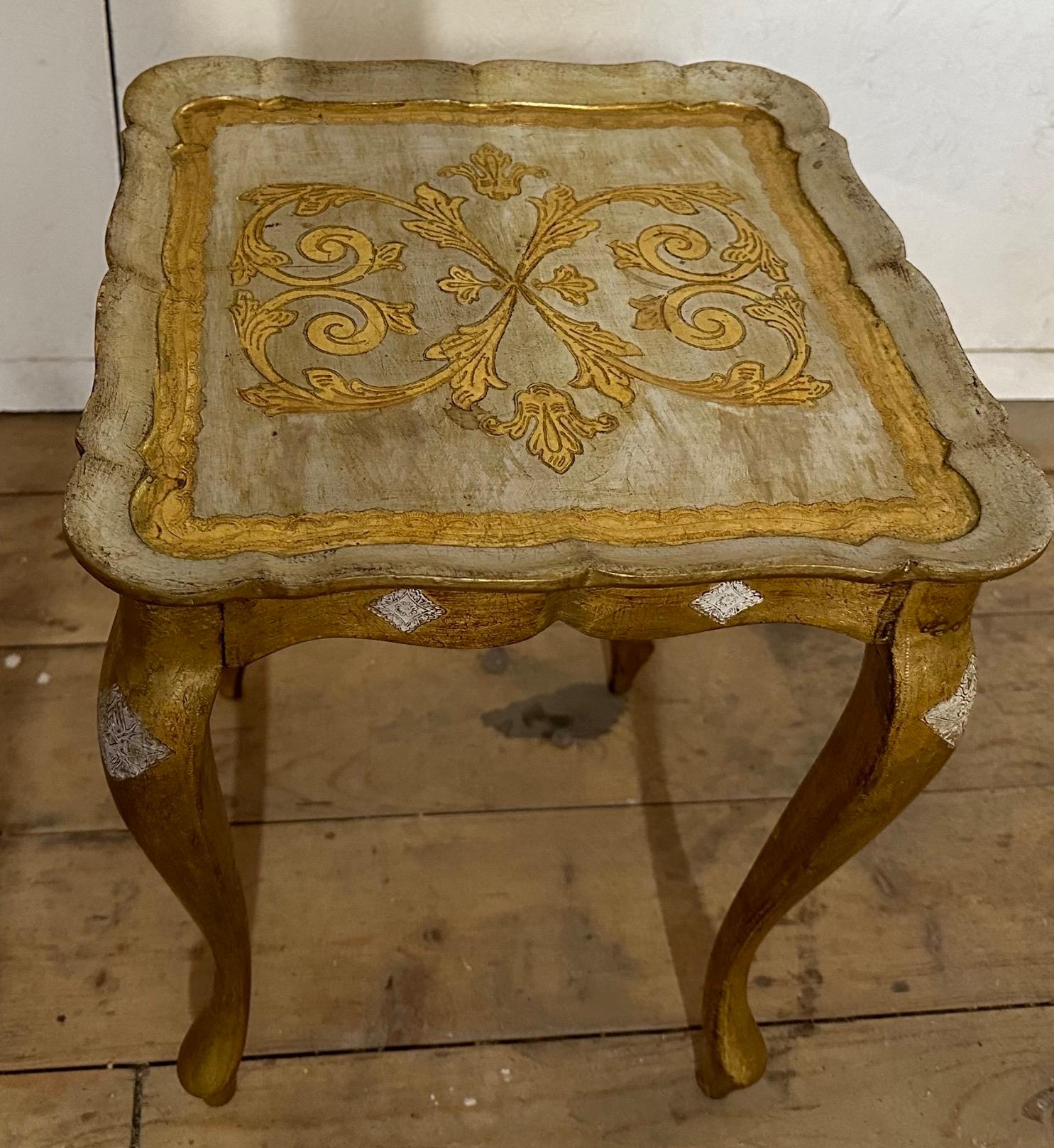 Giltwood 1950s Set of 3 Florentine Nesting or Stacking Tables For Sale 4