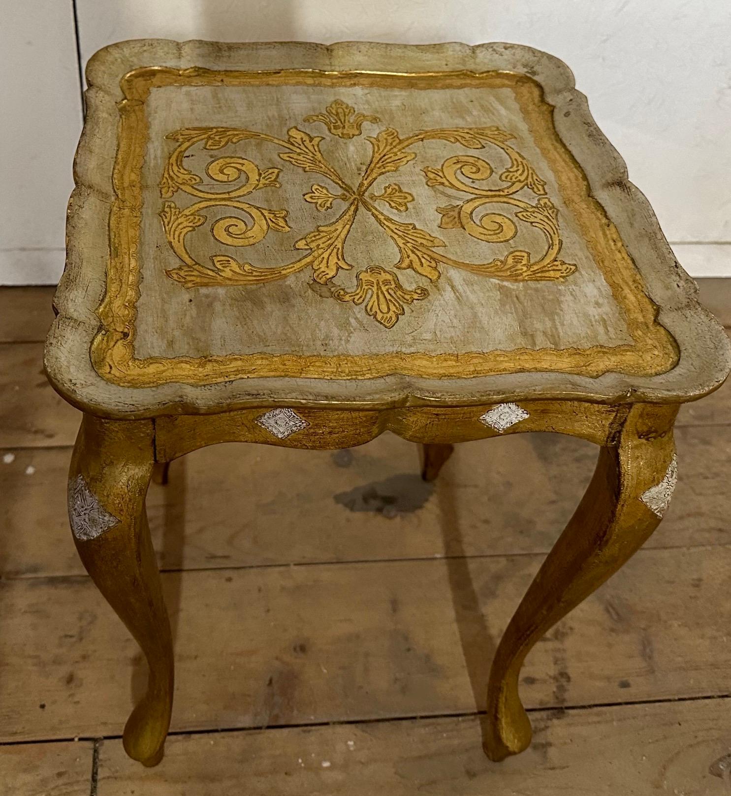 Giltwood 1950s Set of 3 Florentine Nesting or Stacking Tables For Sale 7