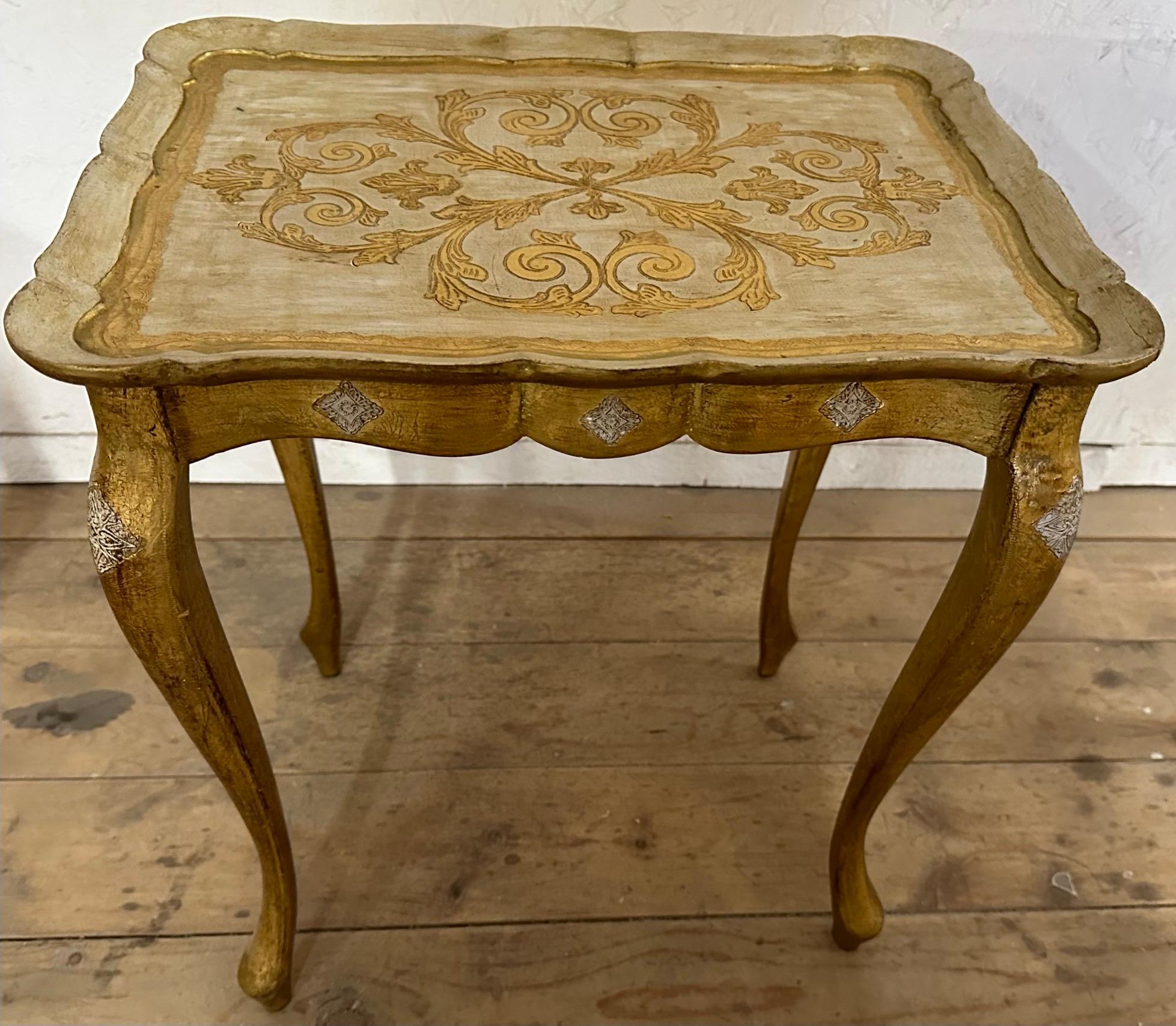 Giltwood 1950s Set of 3 Florentine Nesting or Stacking Tables For Sale 11