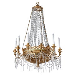 Antique Gilt-wood and Crystal Chandelier