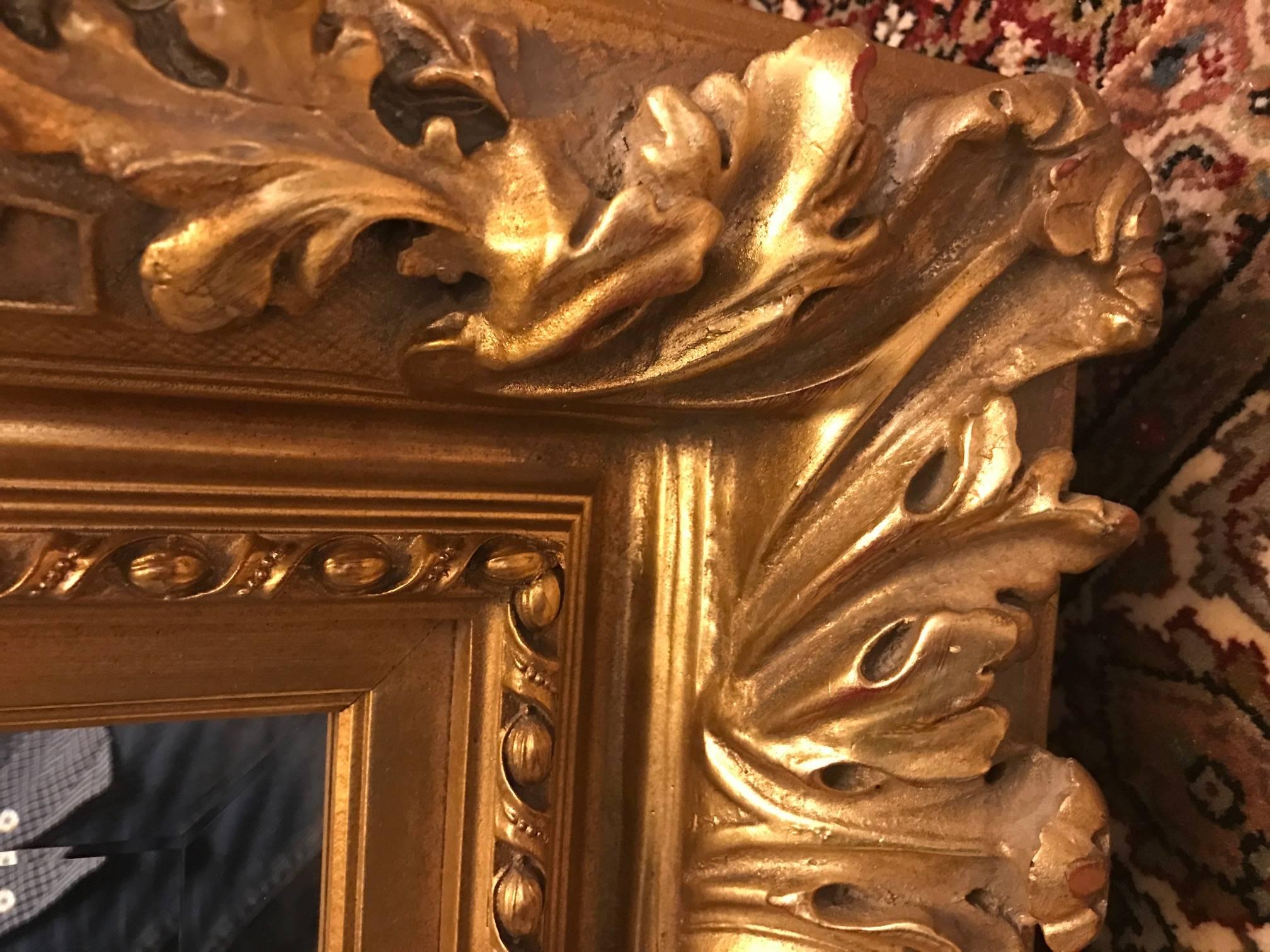 Italian Gilt Wood and Gesso Beveled Wall Mirror